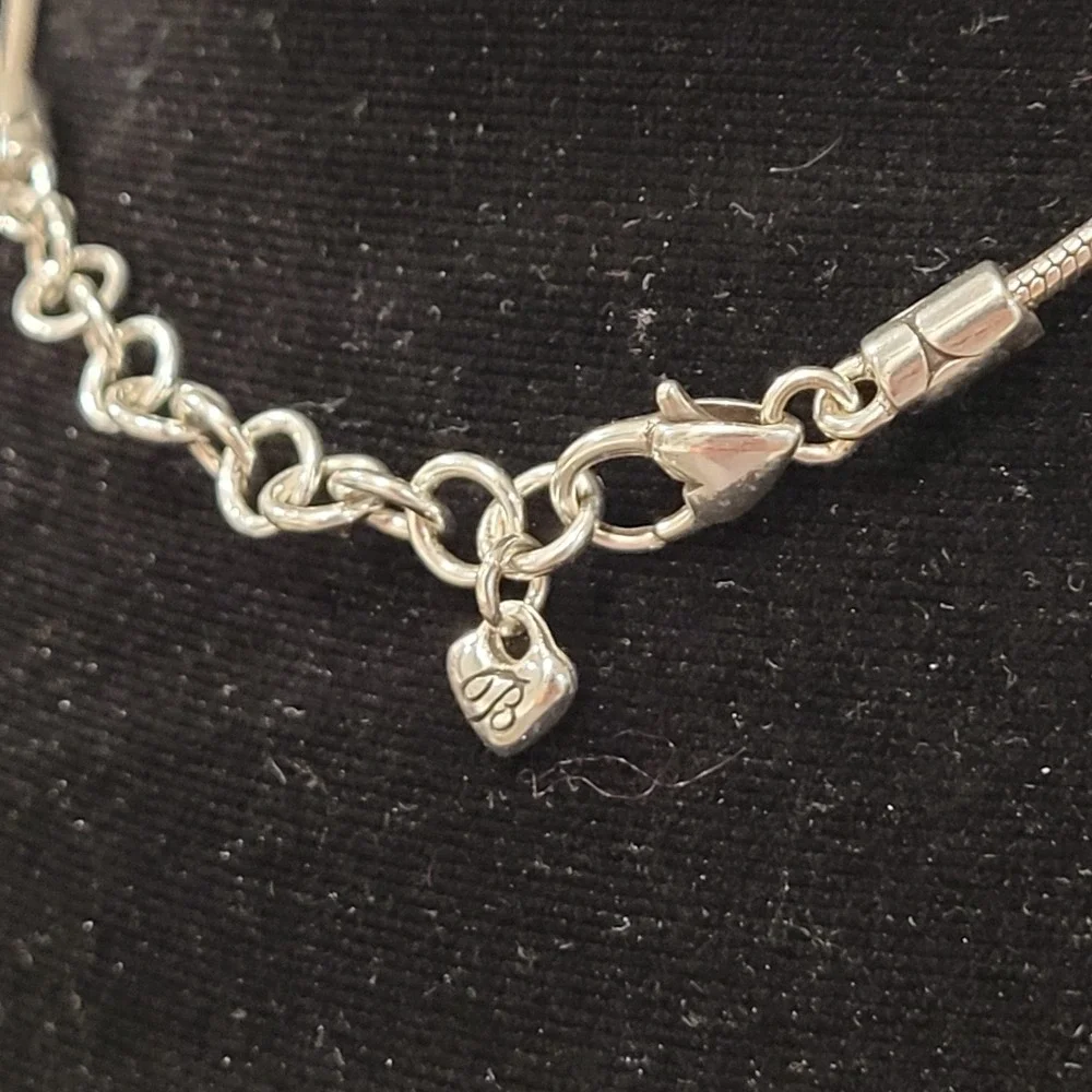 Brighton Silver Pebble Mosaic Rectangle Pendant Necklace - Snake Chain